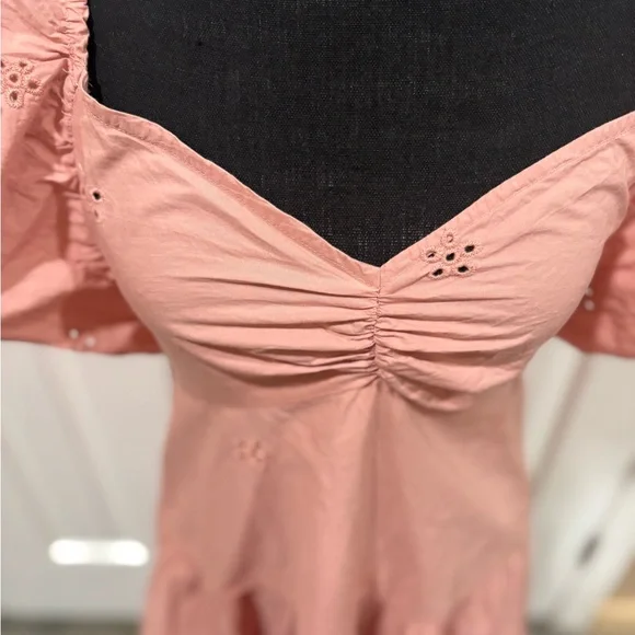 Zara Open embroidered flutter sleeve mini dress sis S - Picture 3 of 8